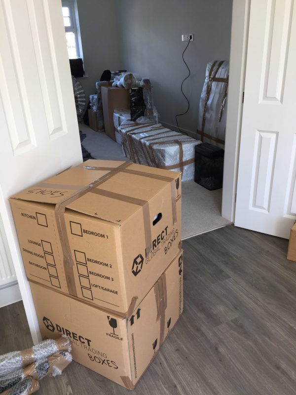 Boxes inside a house