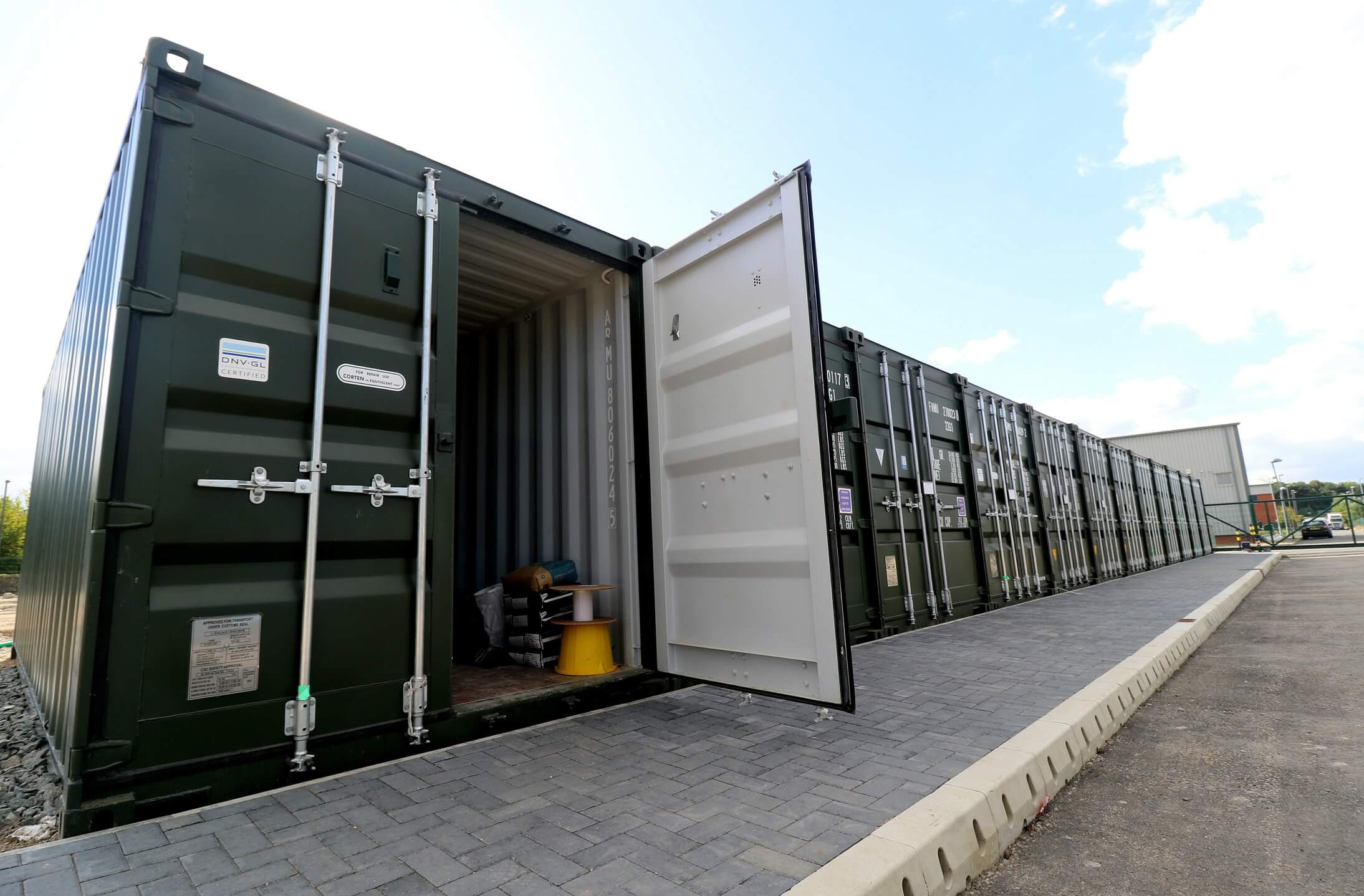 A row of storage containers